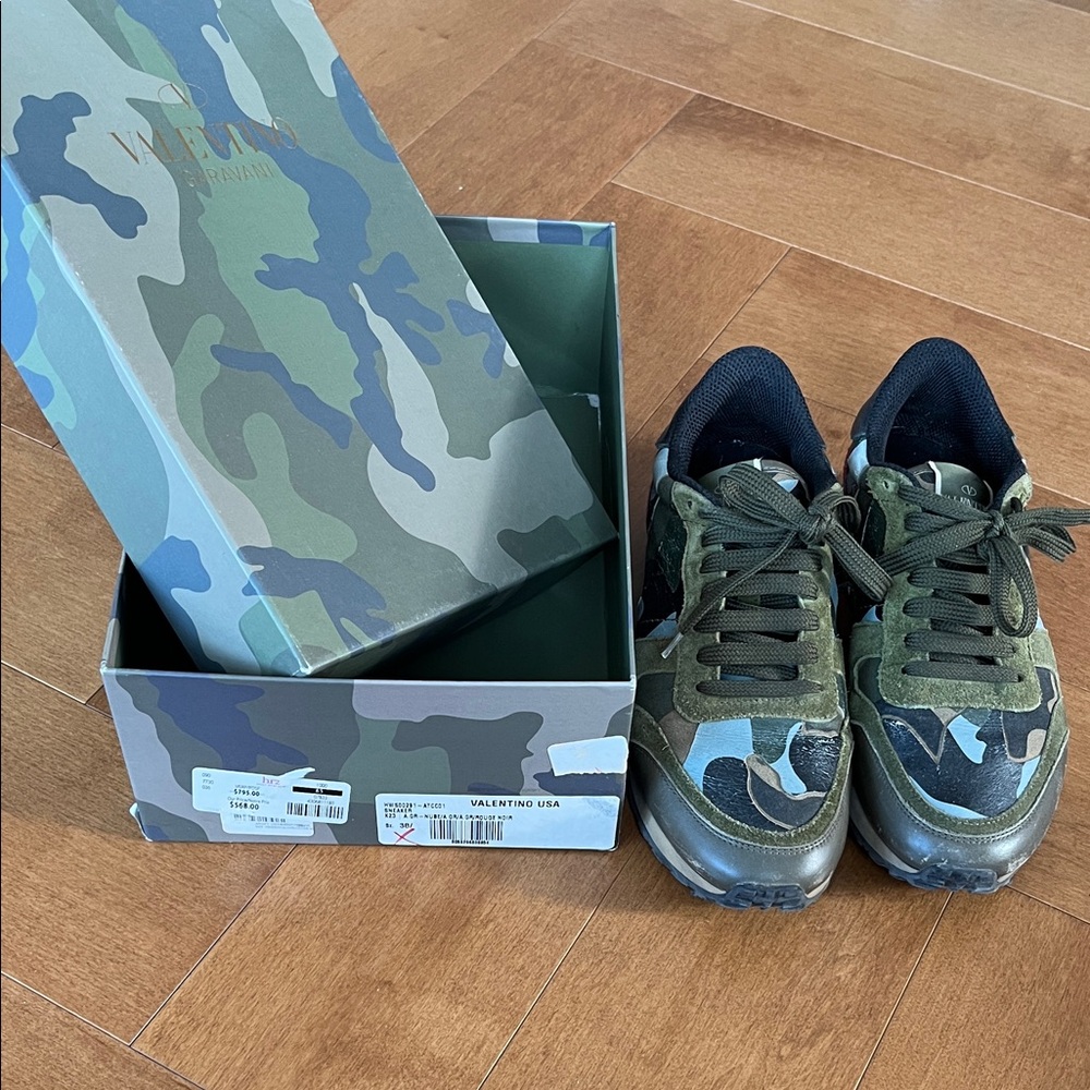 Valentino Green and Blue Camouflage Sneakers